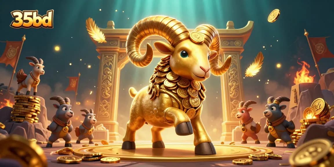 Experience thrilling action with 35bd's golden ram charging in a dynamic casino scene.