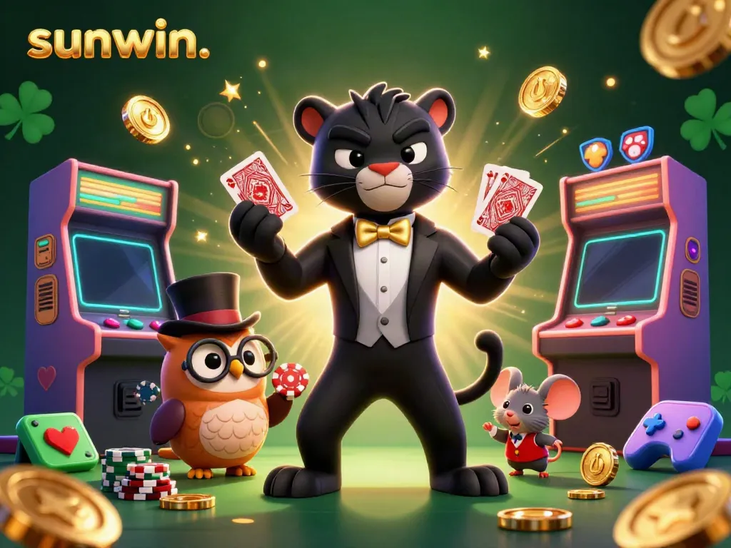 Engage with exciting games at Sunwin. Stylish characters deal cards, enhancing the gaming experience.