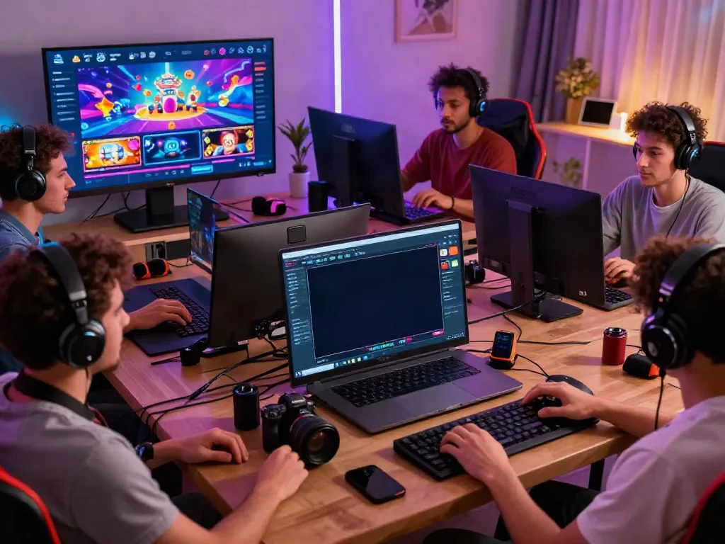 Players enjoying man88's online gaming platform in a vibrant home setting.