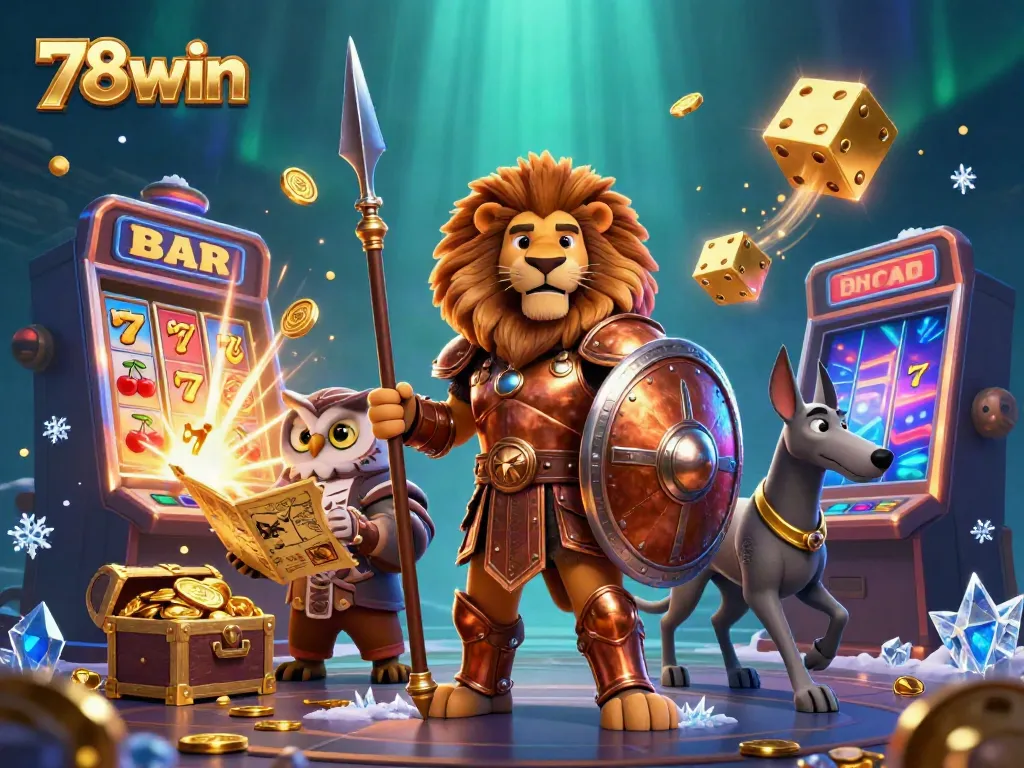 Experience exciting gameplay at 78win with a colorful casino scene featuring dynamic characters and symbols.