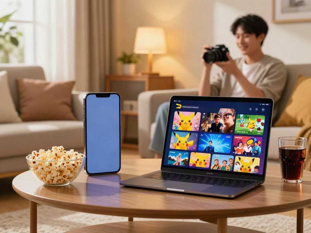 Explore the Pikachu App interface for movies and shows on your smartphone.