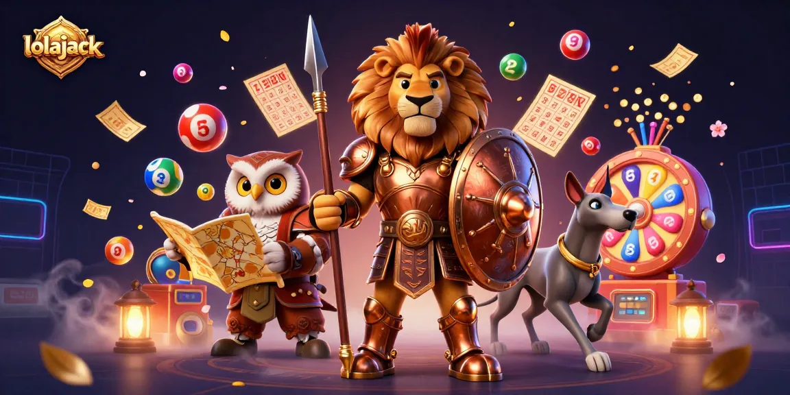 Experience thrilling gameplay at lolajack with colorful elements like lottery balls and spinning prize wheels.